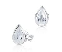 CZ Raindrop Shaped Silver Ear Stud STS-3254